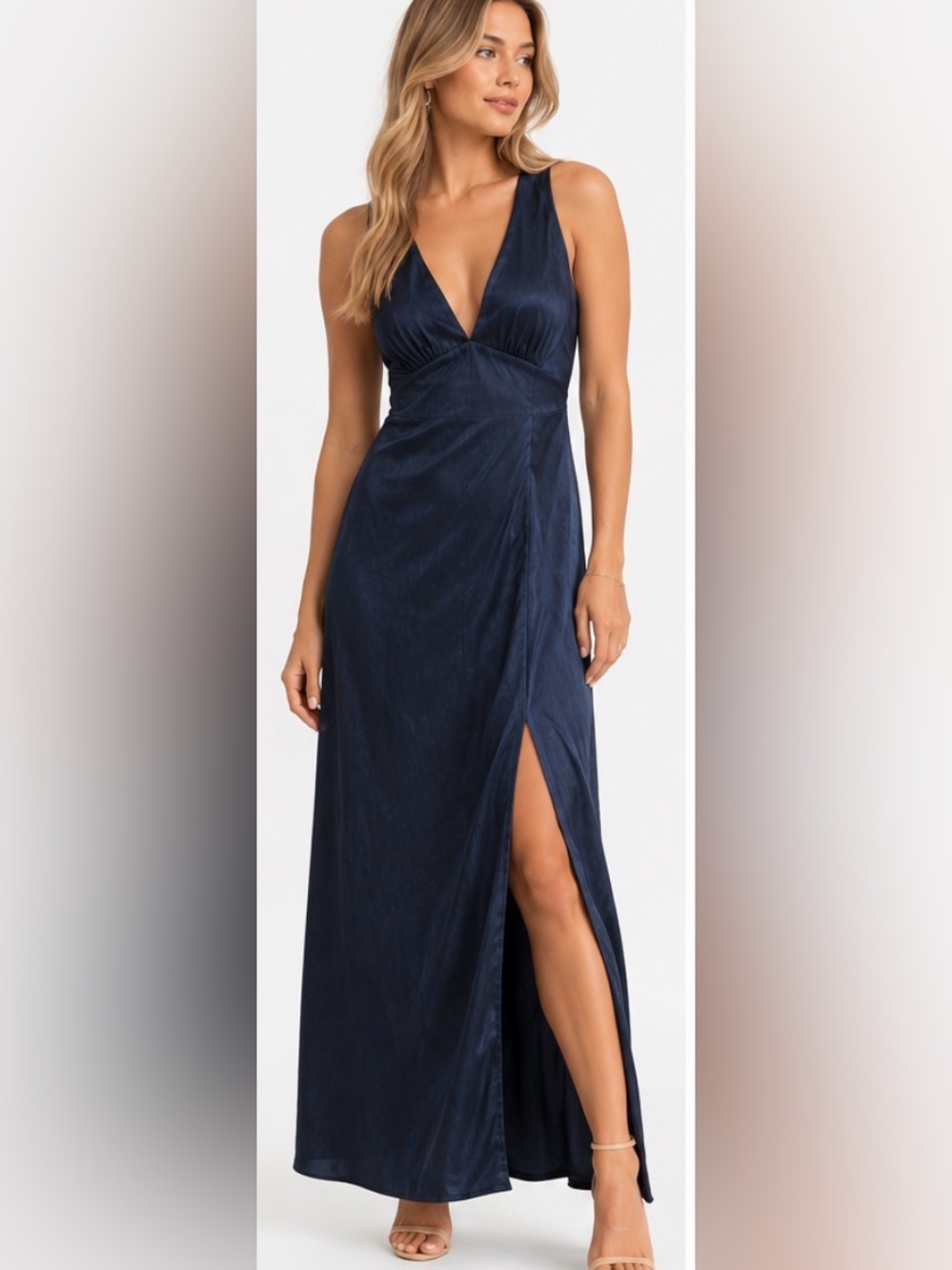 CIEBON Navy Penny Twist Back Cutout Maxi Dress Size Small